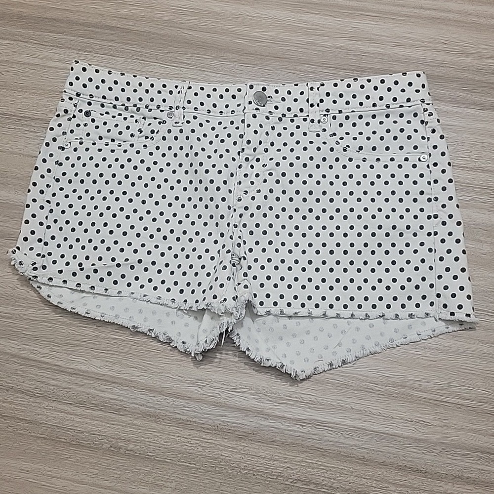 Gap 1969 Summer Cut-Offs Polka Dot Denim Shorts White Black 27